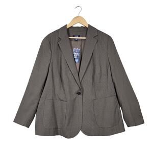 Chaps Houndstooth Jacket Blazer Womens sz 18W Brown Black Career Dark Academia